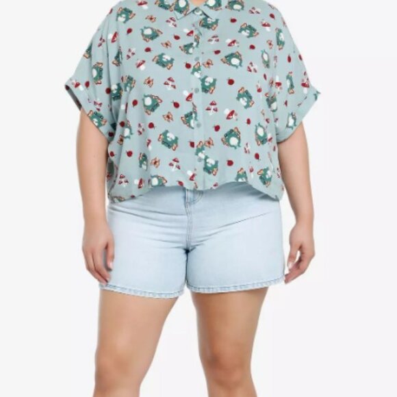 Chibi Frog Fairies Cottagecore Cropped Blouse - Picture 1 of 7